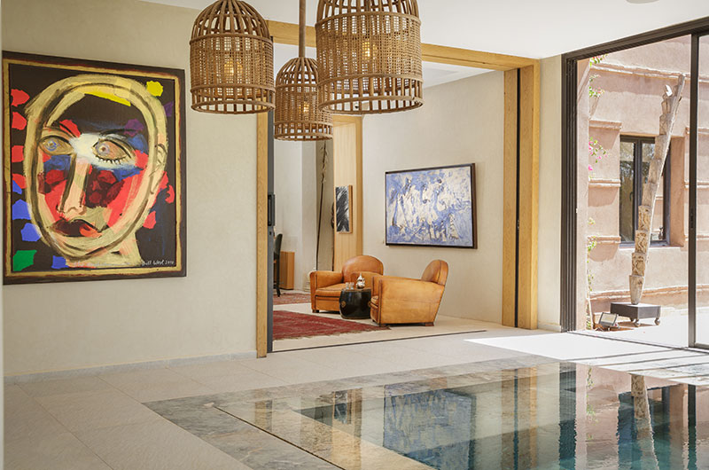 Villa Mish Mish Indoor Pool with Hanging Lights | Marrakesh, Morocco