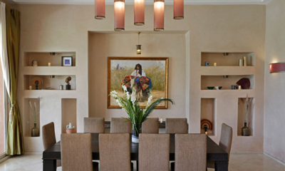 Villa Neylla Dining Area with Hanging Lights | Marrakesh, Morocco