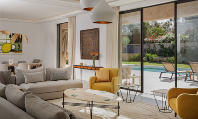 Villa Pepe Living Area with Pool View | Marrakesh, Morocco