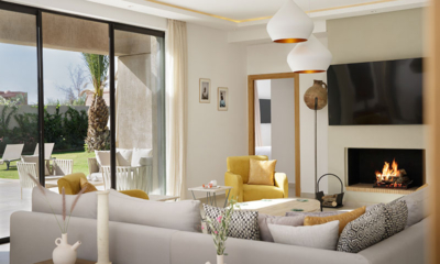 Villa Pepe Living Area with Fireplace | Marrakesh, Morocco