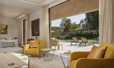Villa Pepe Living Area with Pool View | Marrakesh, Morocco