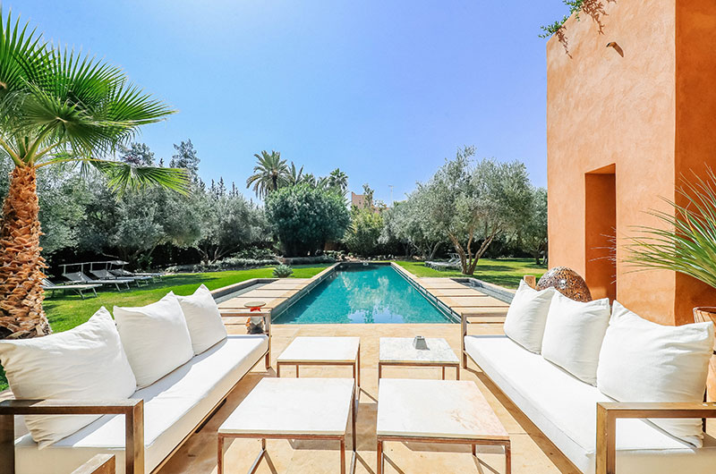 Villa Zitouna Pool Side Seating Area with View | Marrakesh, Morocco