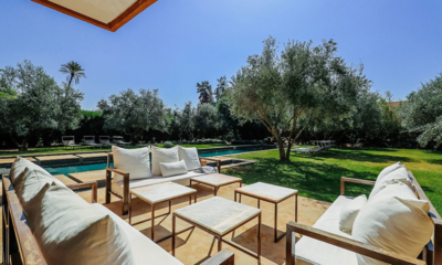 Villa Zitouna Open Plan Seating Area with Pool View | Marrakesh, Morocco