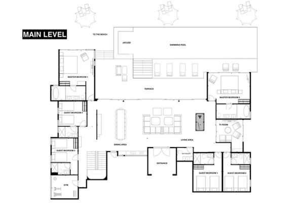 Villa Amann Floorplan Main Level | Kamala, Phuket
