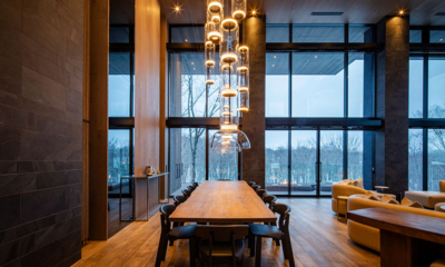 Corniche Hirafu Dining Area with Hanging Lights | Hirafu, Niseko