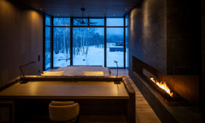 Corniche Hirafu Bedroom One with Fireplace and Snow View at Night | Hirafu, Niseko