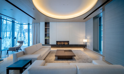 Kamakura Living Area with Fireplace | Hirafu, Niseko