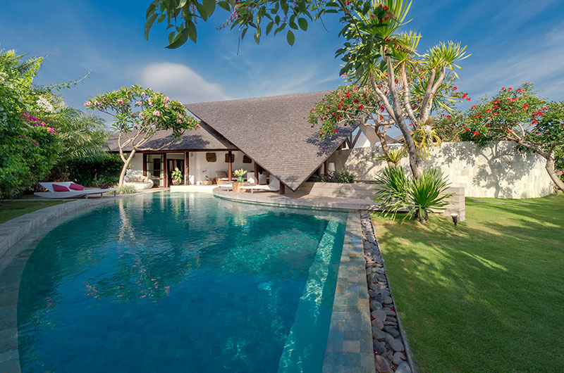 The Layar Three Bedroom Villa Gardens and Pool During the Day | Seminyak, Bali