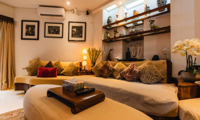Lataliana Villas Villa Ta Indoor Lounge Area with Show Pieces | Seminyak, Bali