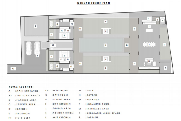 Villa Gendang Ground Floor Floorplan | Seminyak, Bali