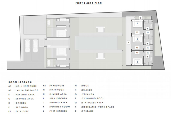 Villa Gendang First Floor Floorplan | Seminyak, Bali
