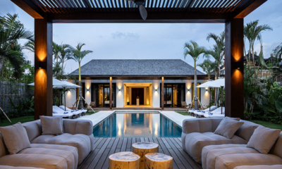 Villa Gendang Pool Side Lounge Area at Night | Seminyak, Bali
