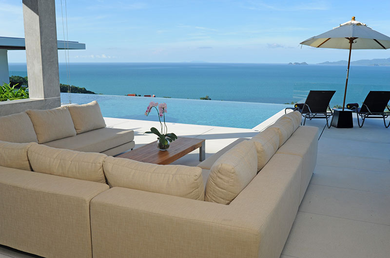 Grand Blue View Estate Villa Blue View Lounge Area with Sea View | Bang Por, Koh Samui