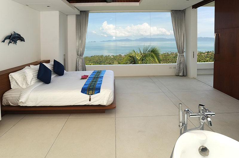 Grand Blue View Estate Villa Blue View Bedroom One with View | Bang Por, Koh Samui
