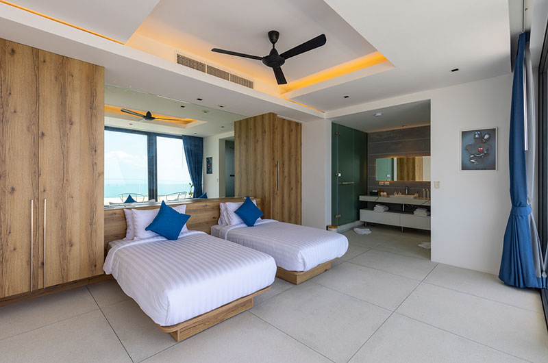 Grand Blue View Estate Villa Blue View Bedroom and Bathroom Eight with Twin Beds | Bang Por, Koh Samui