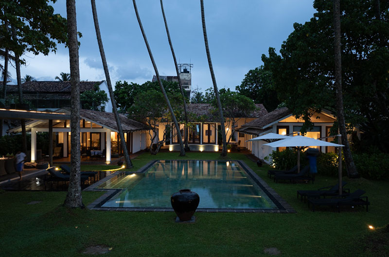Victoria Villa Gardens and Pool at Night | Talpe, Sri Lanka