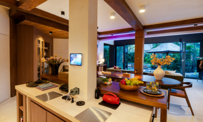 Villa Lamasa Indoor Kitchen and Dining Area with View | Seminyak, Bali