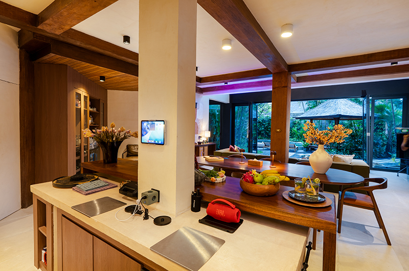 Villa Lamasa Indoor Kitchen and Dining Area with View | Seminyak, Bali